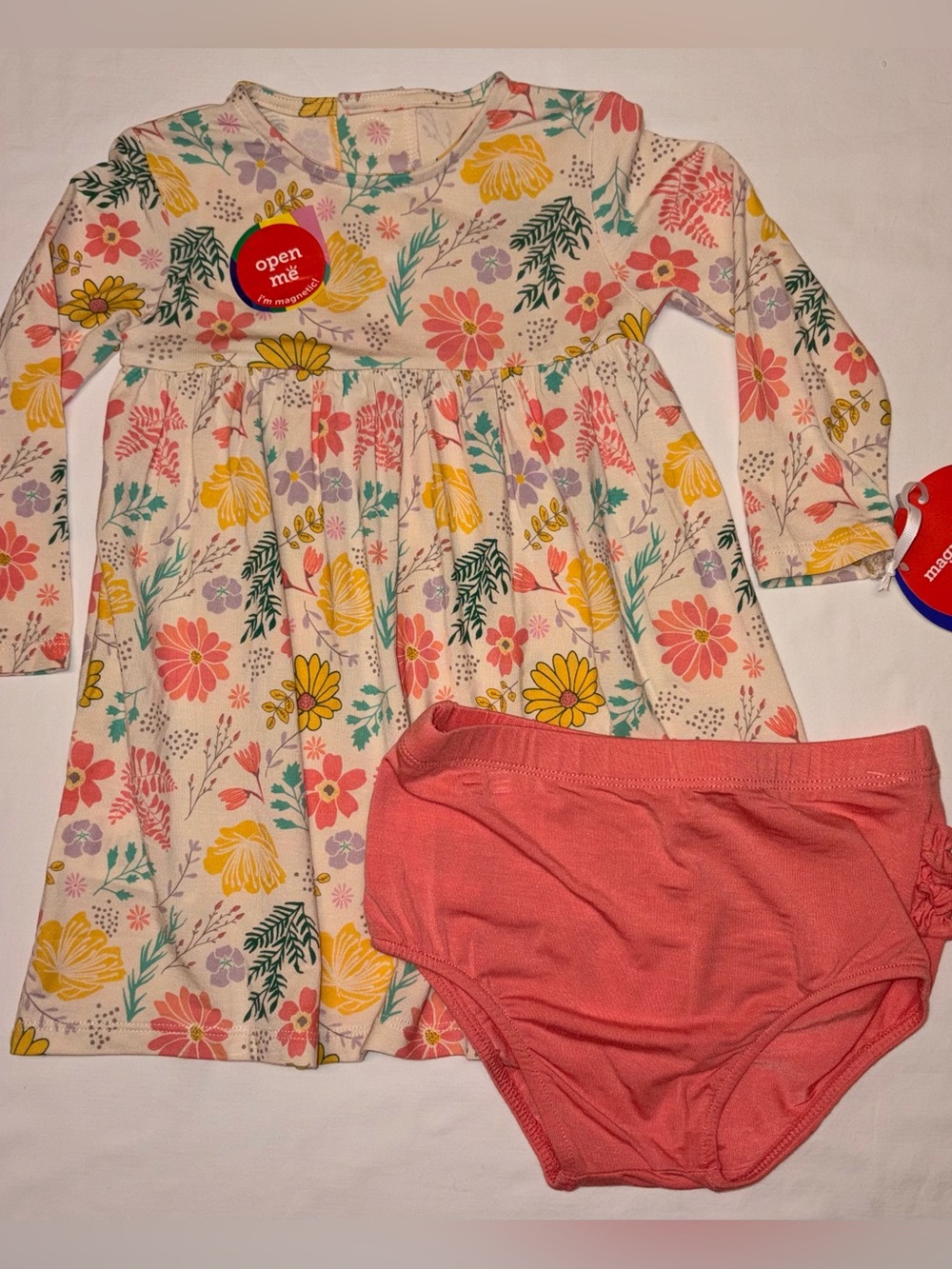 Magnetic Me eco-friendly floral dress w/ruffled bloomers sz 12-18 months NWT
